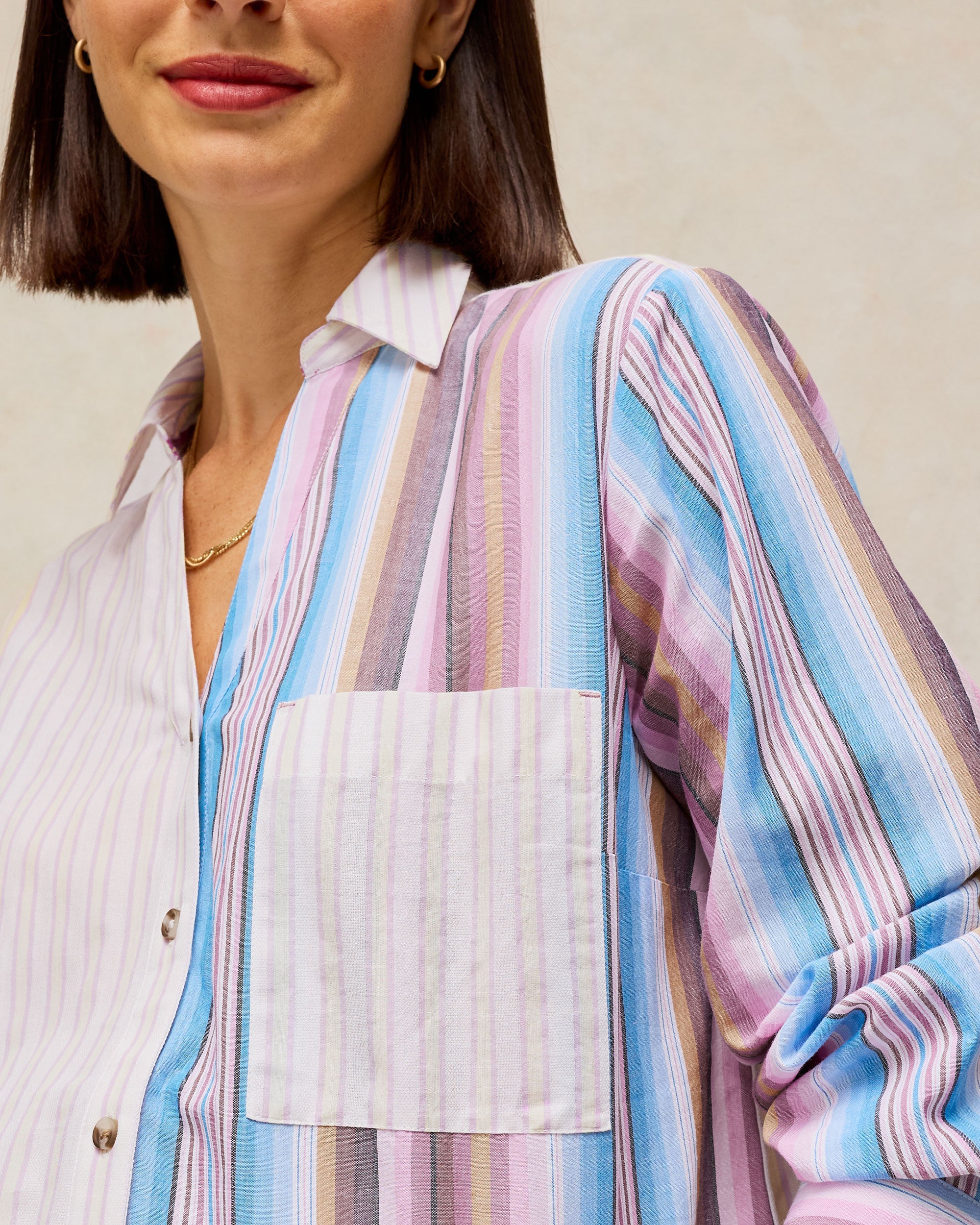 Saffie Mixed Stripe Shirt - Pink Multi