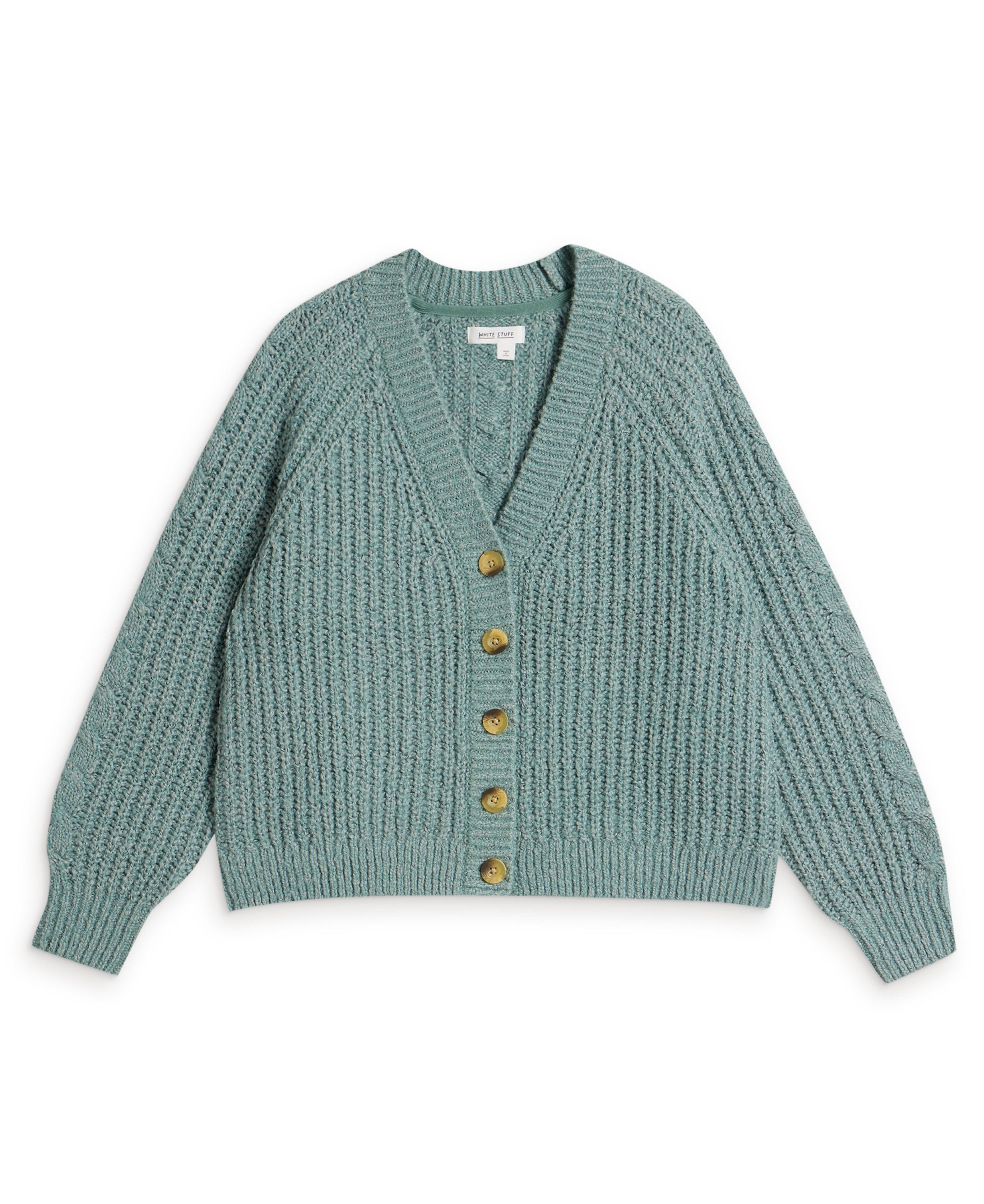 Sally Slub Cardigan - Dusky Green