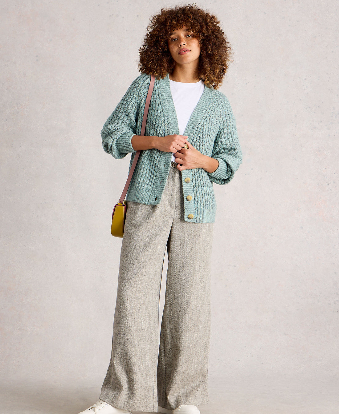 Sally Slub Cardigan - Dusky Green