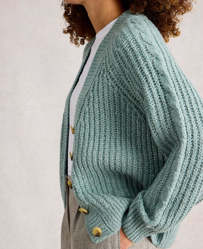 Sally Slub Cardigan - Dusky Green