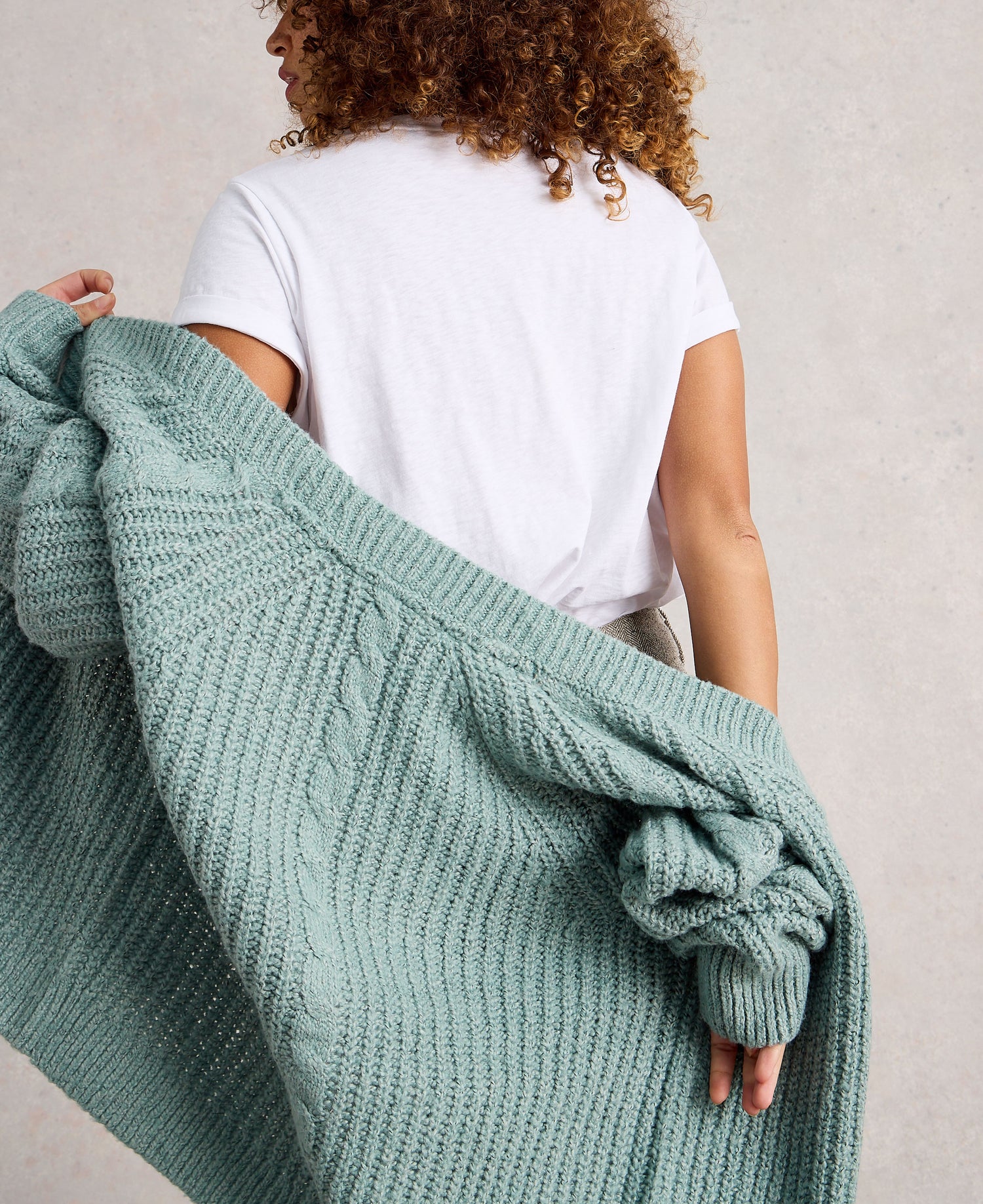 Sally Slub Cardigan - Dusky Green