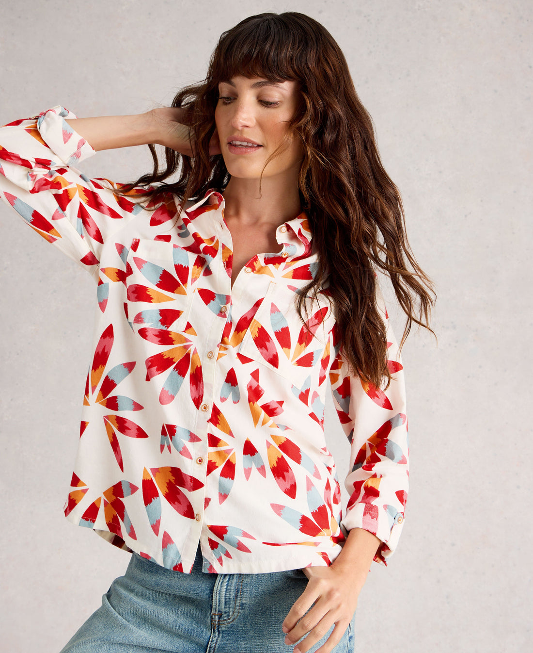 Sophie Organic Cotton Shirt - Ivory Print