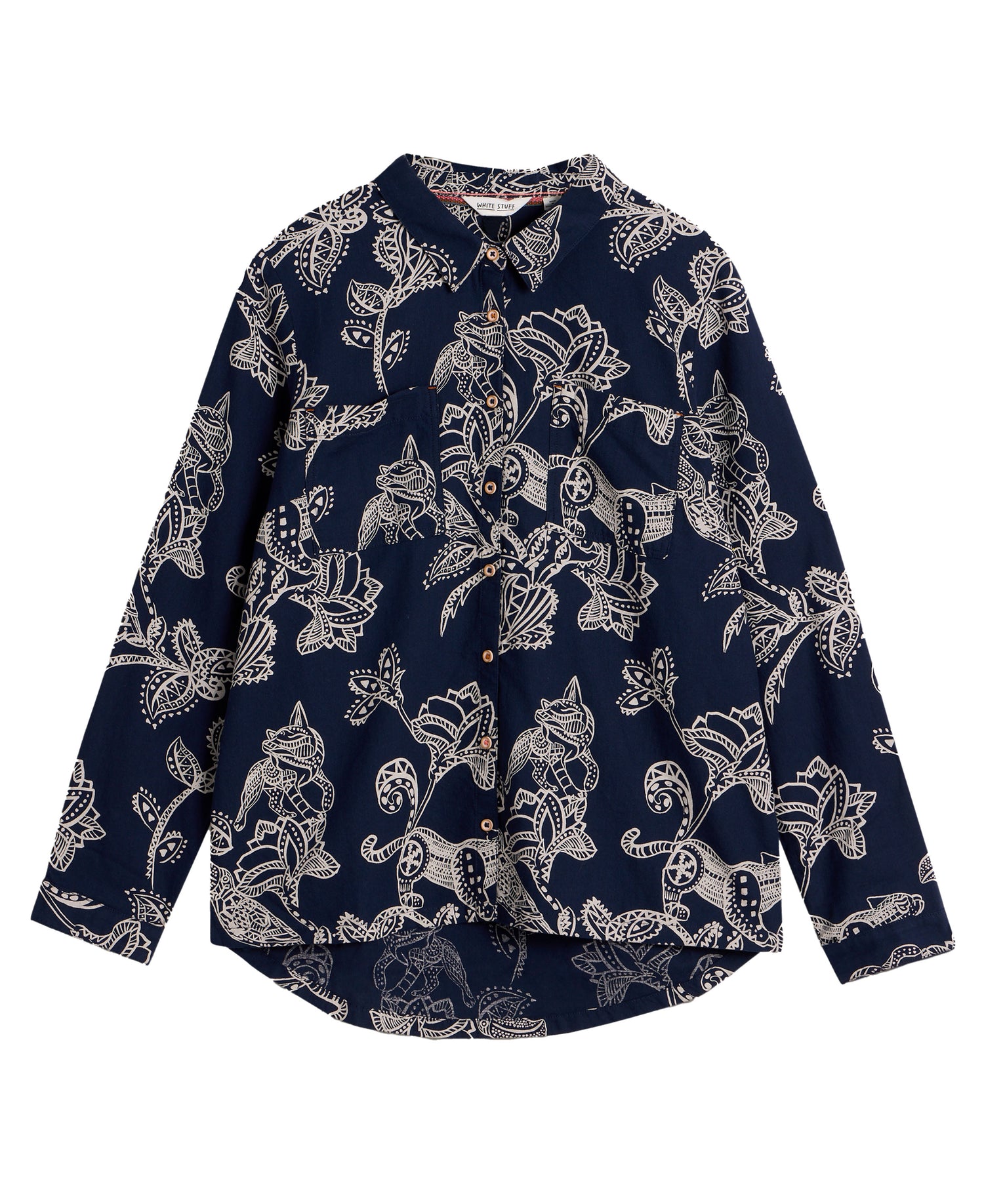 Sophie Organic Cotton Shirt - Navy Print