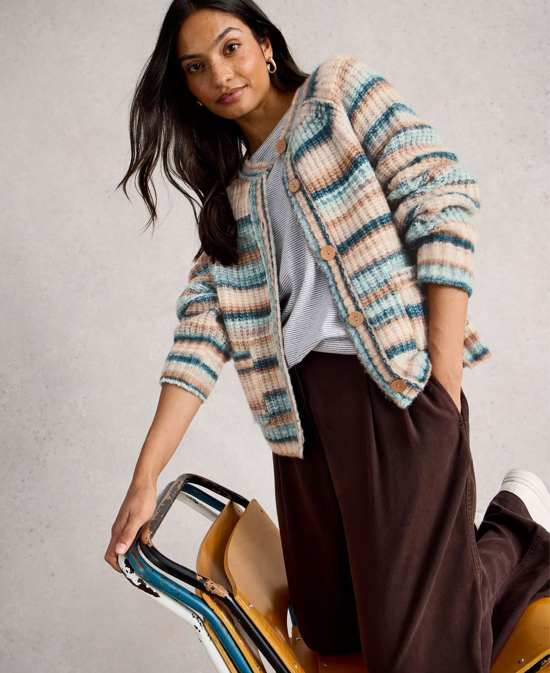 Suzanna Crew Cardi - Blue Multi