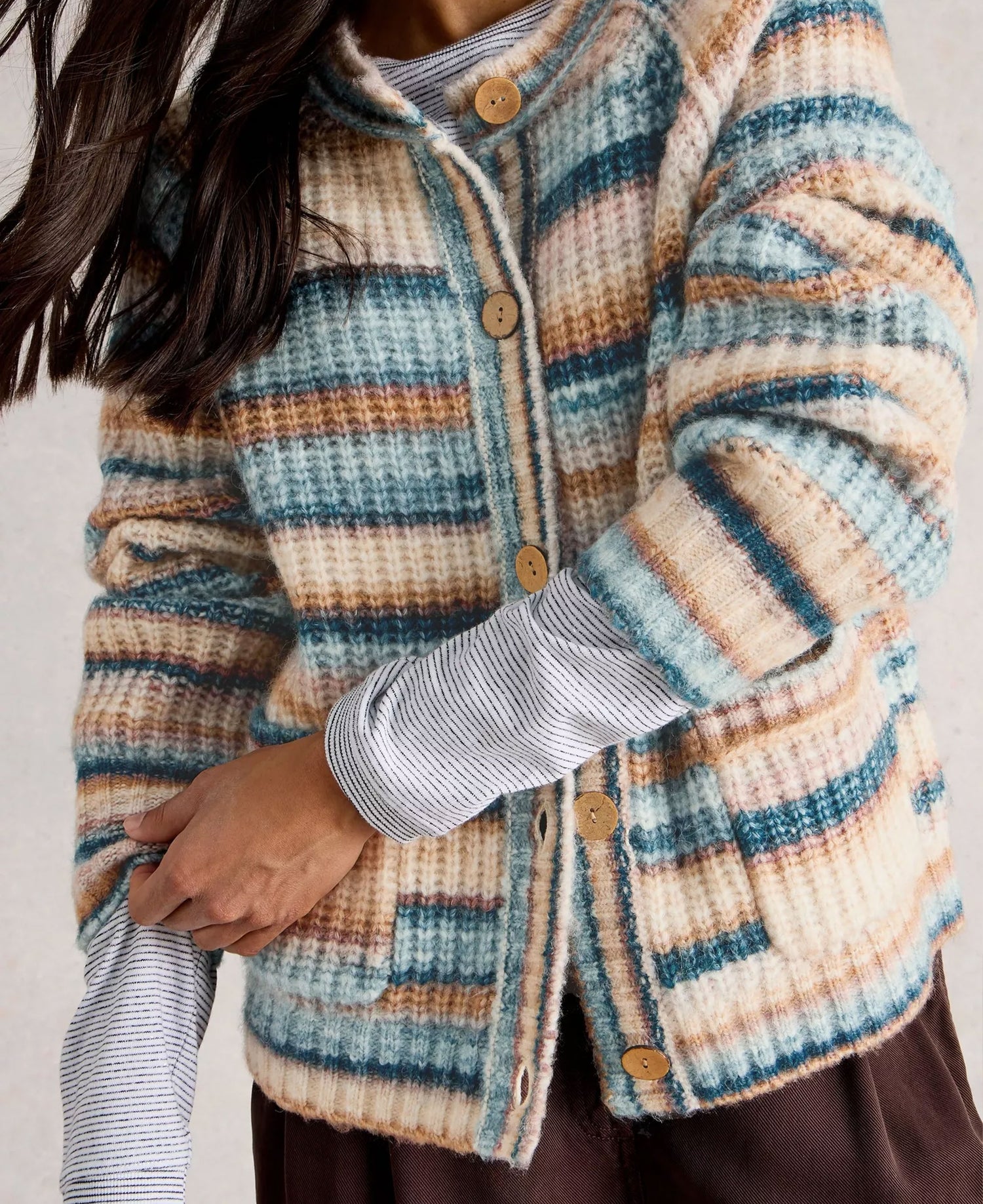 Suzanna Crew Cardi - Blue Multi