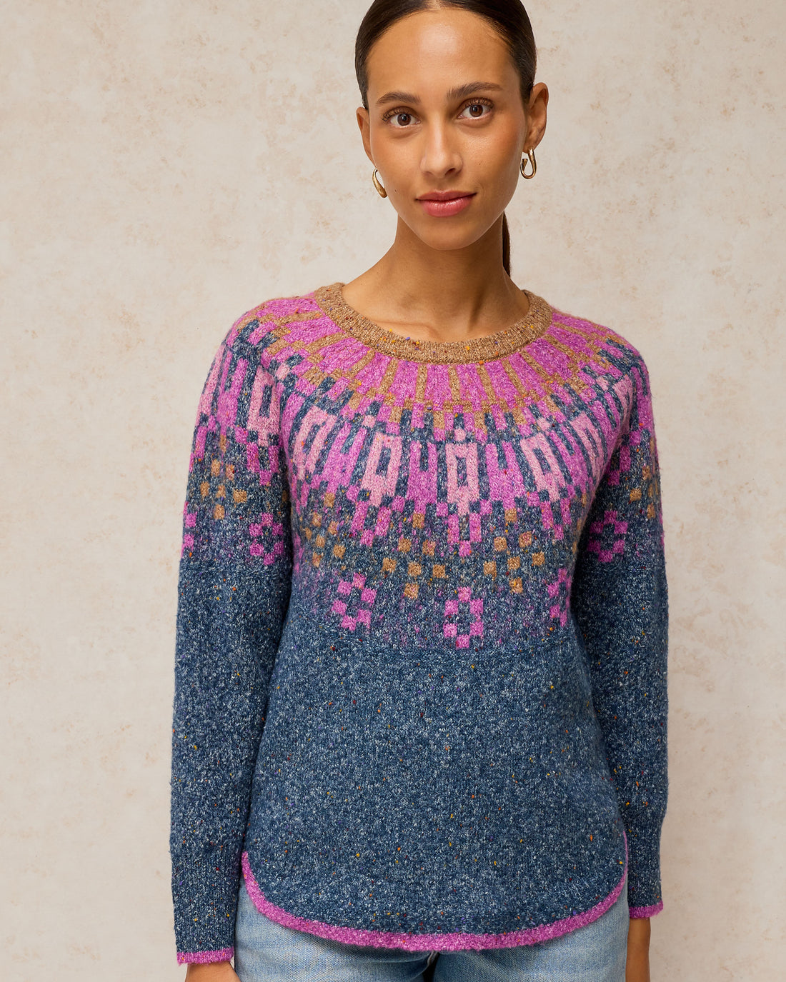 Talia Fairisle Jumper - Teal Multi