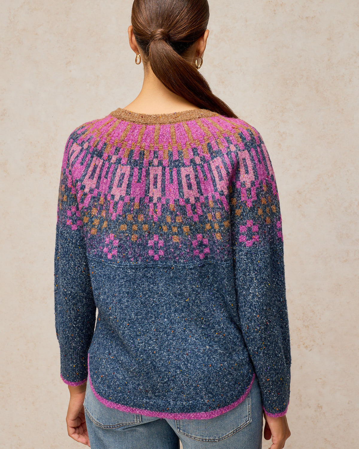 Talia Fairisle Jumper - Teal Multi