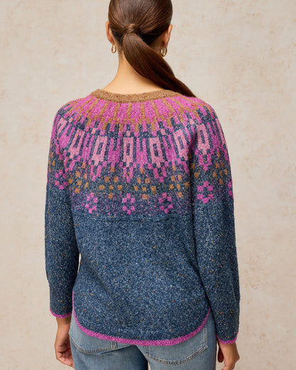 Talia Fairisle Jumper - Teal Multi