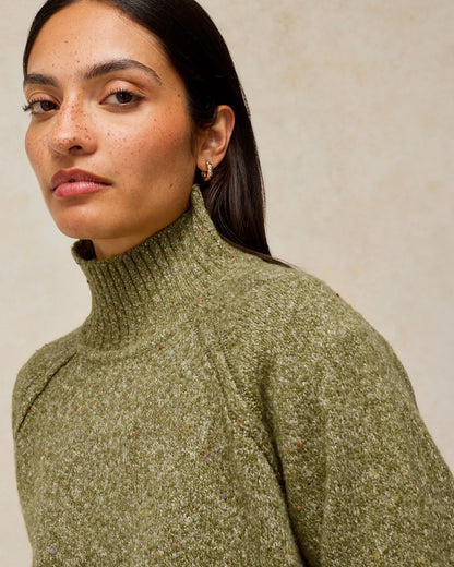 Talia Nep High Neck Jumper - Mid Green