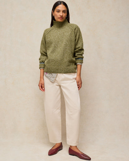 Talia Nep High Neck Jumper - Mid Green