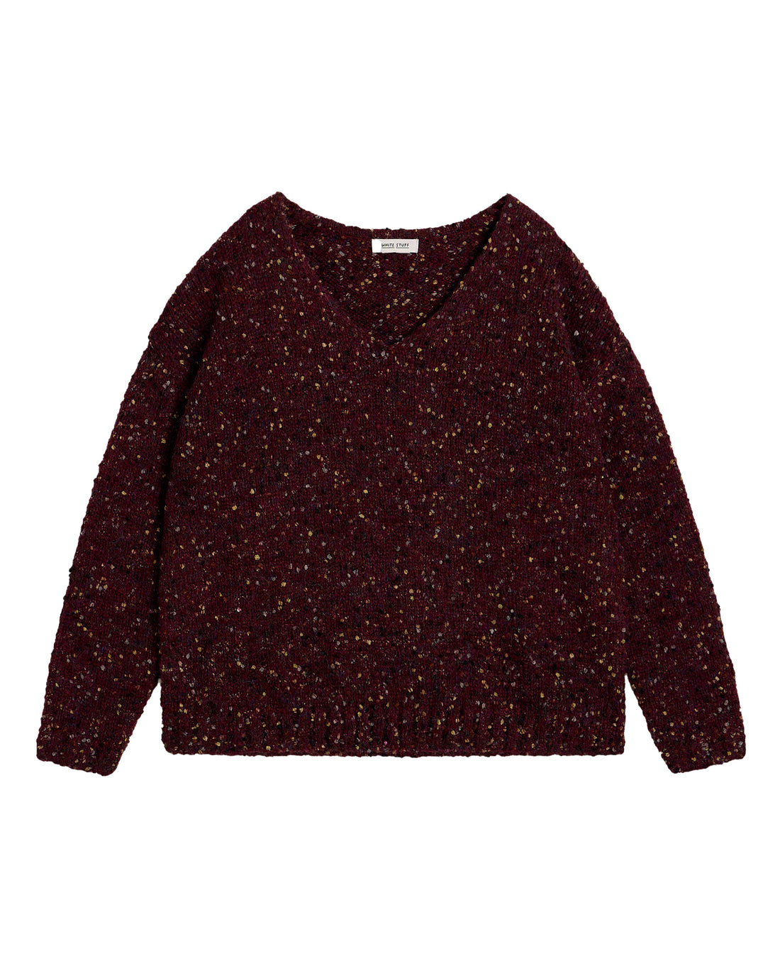 Texture V Neck Jumper - Dark Plum