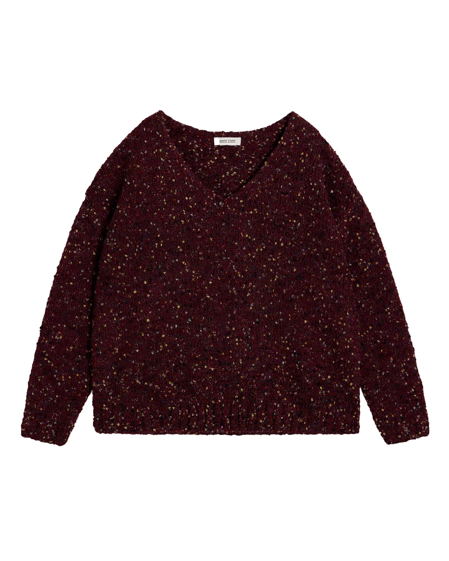 Texture V Neck Jumper - Dark Plum