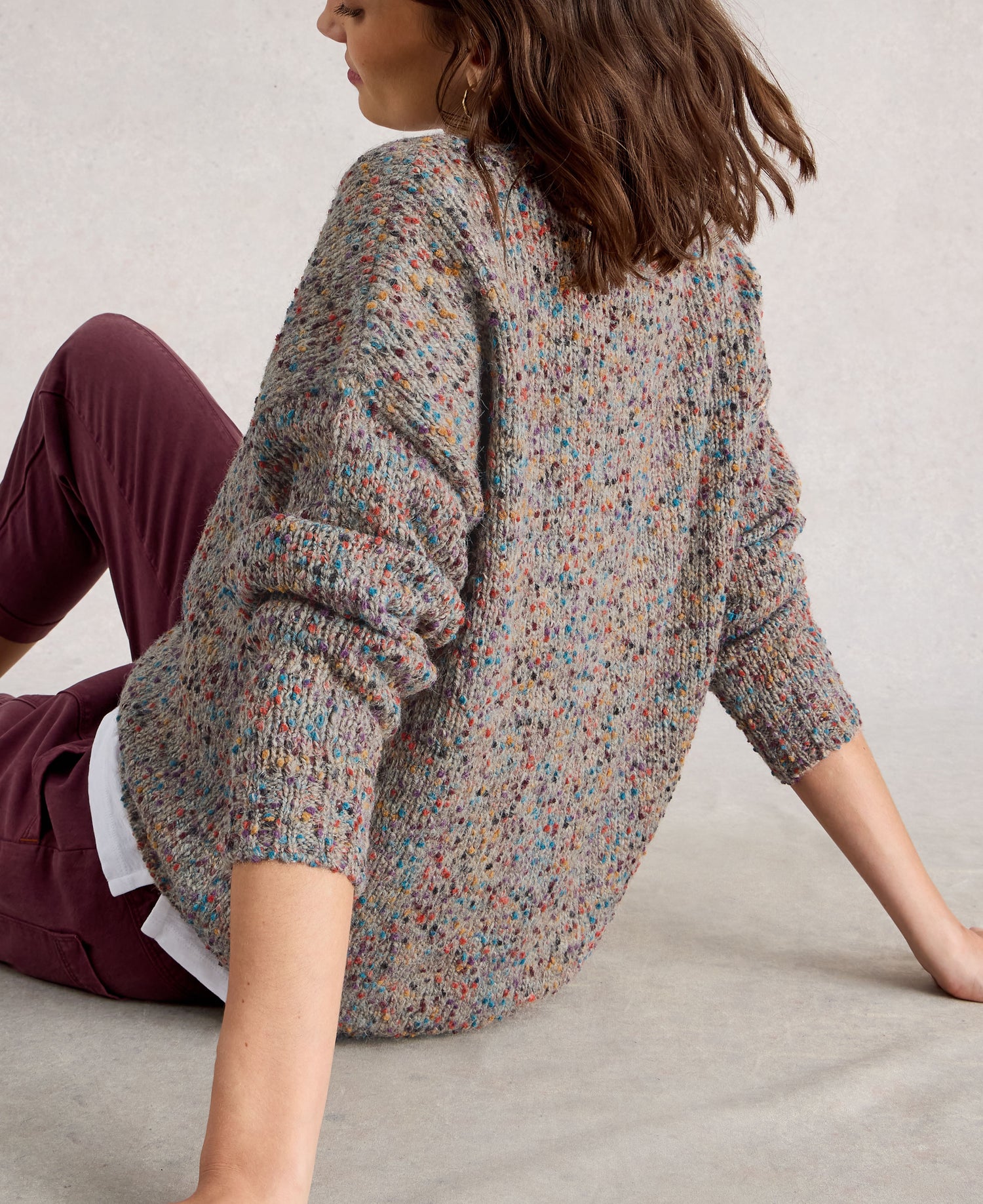 Texture V Neck Jumper - Light Natural