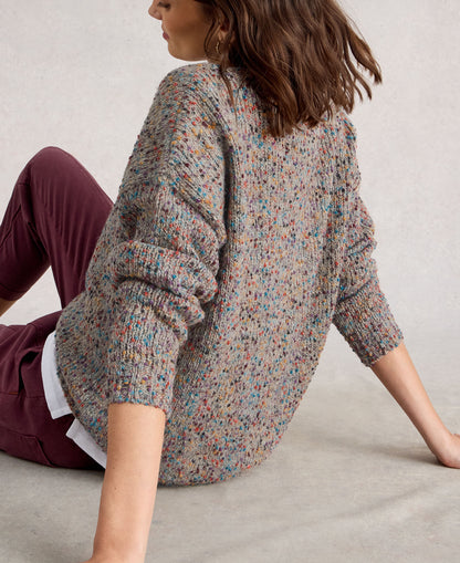 Texture V Neck Jumper - Light Natural