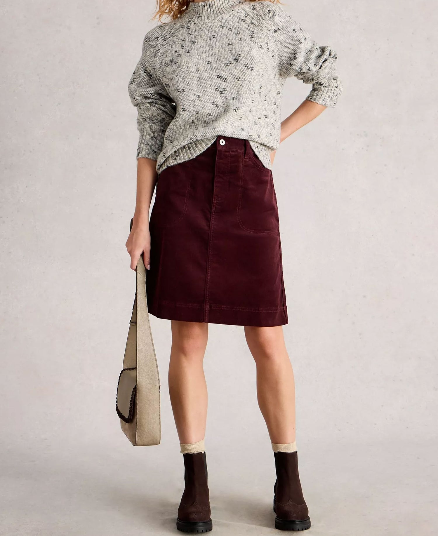 Tia Cord Skirt - Dark Plum