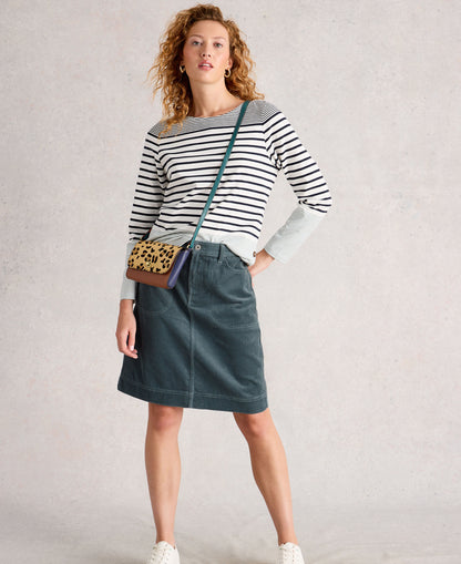 Tia Cord Skirt - Dusky Blue