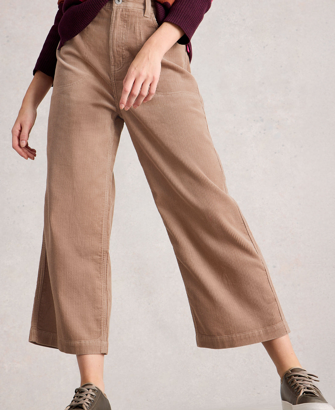 Tia Cord Wide Leg Crop - Light Natural