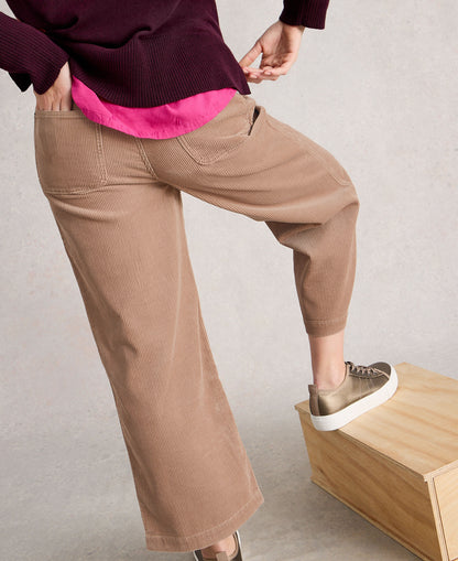 Tia Cord Wide Leg Crop - Light Natural