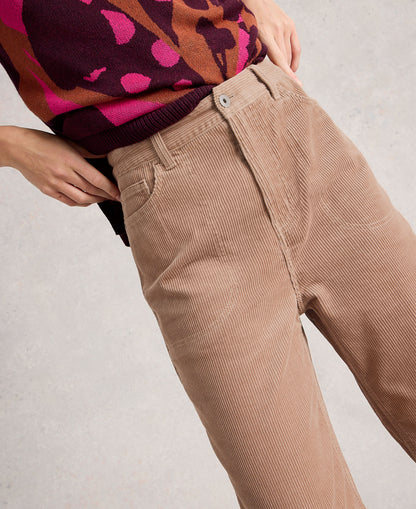 Tia Cord Wide Leg Crop - Light Natural