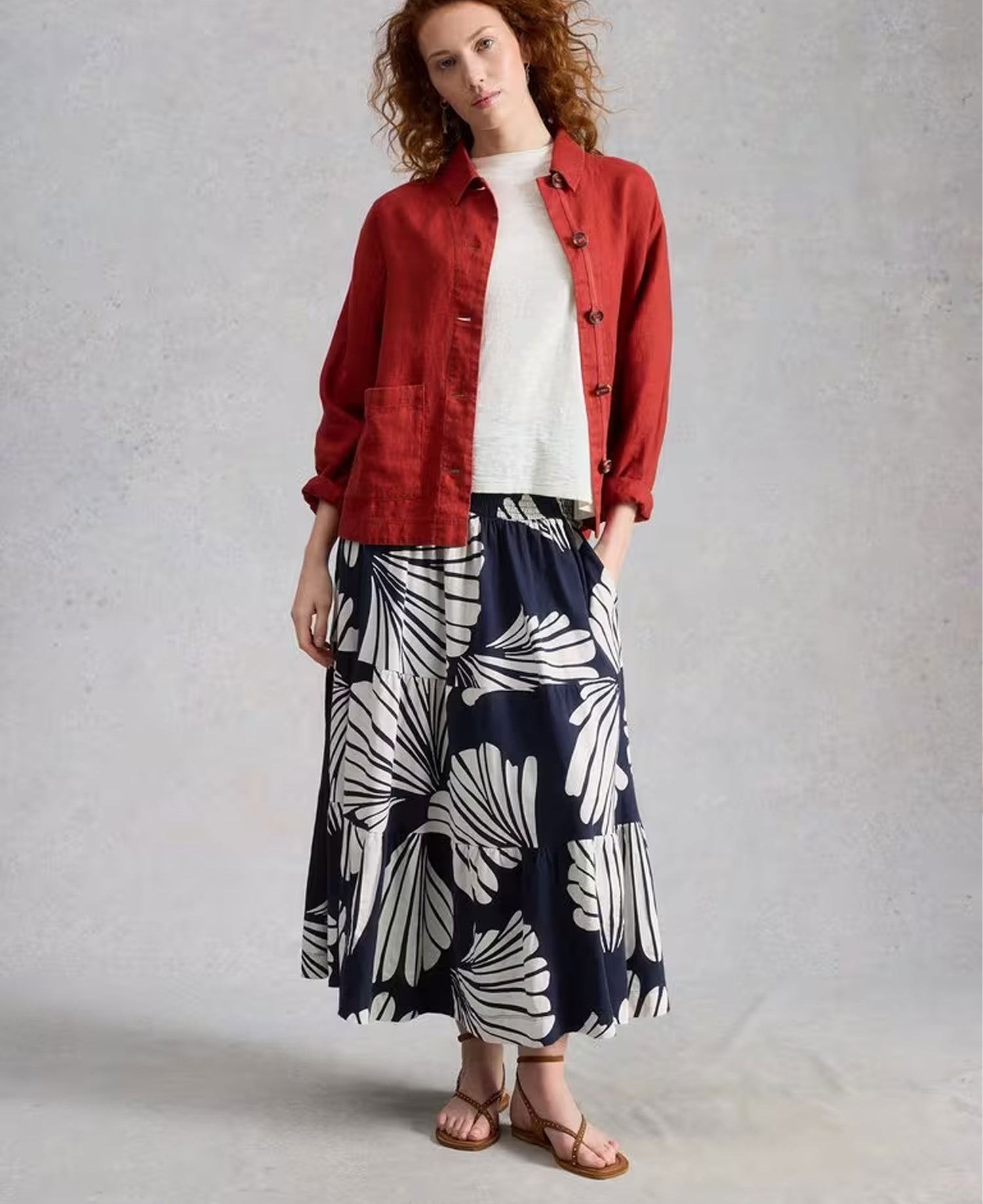 Marissa Jersey Maxi Skirt - Navy Multi