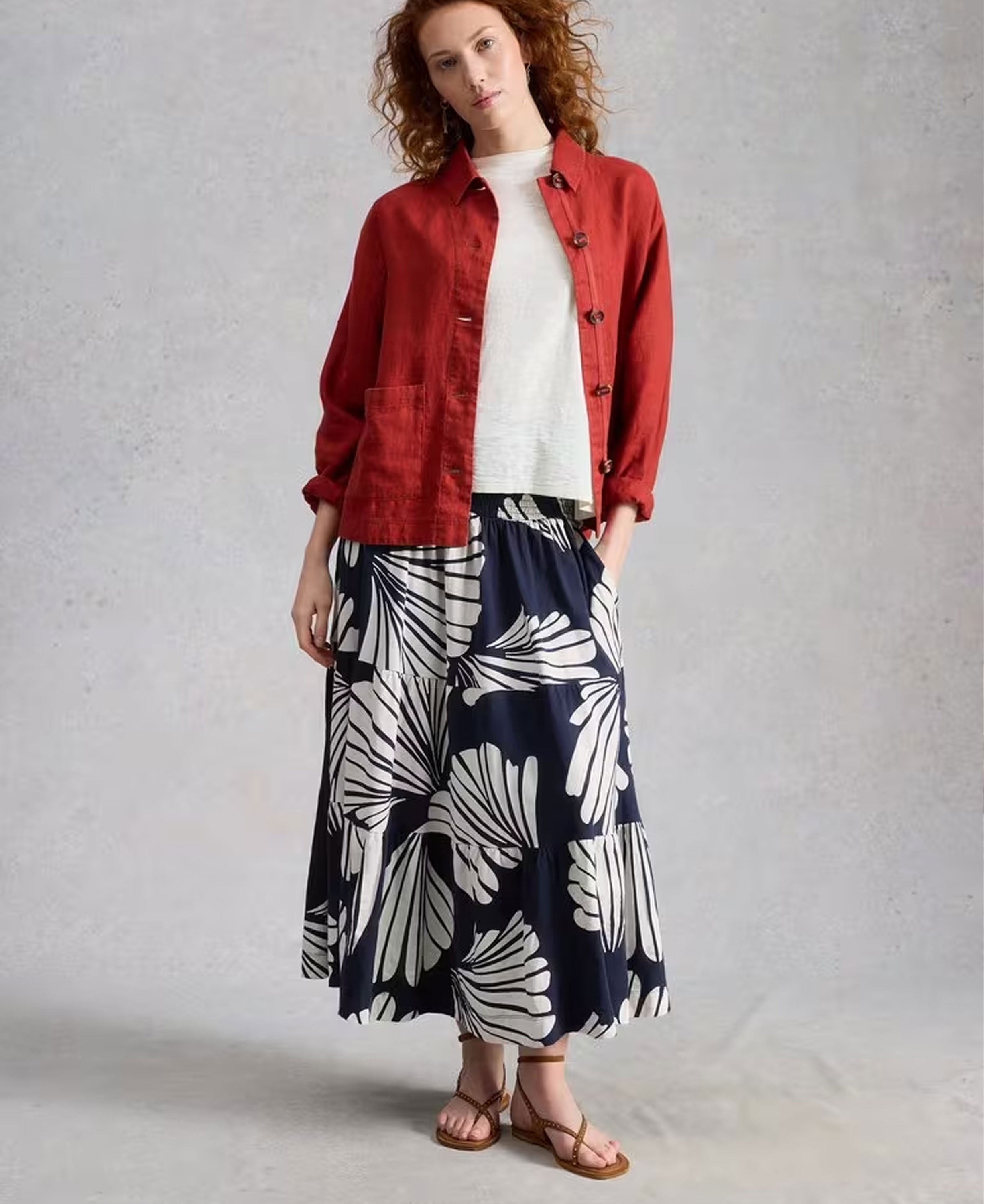Marissa Jersey Maxi Skirt - Navy Multi