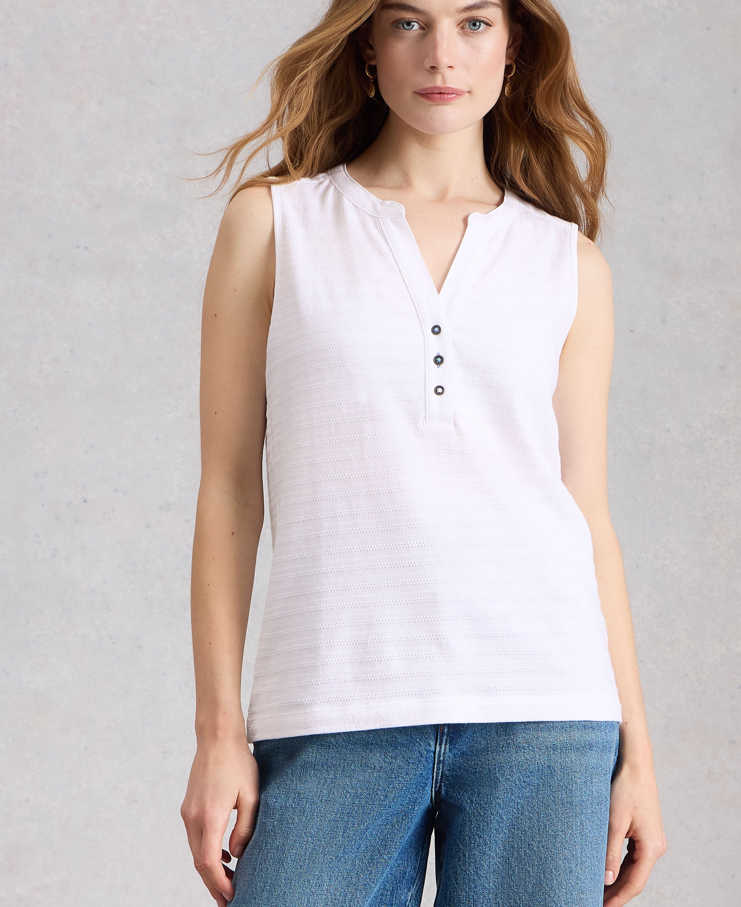 Nora Texture Notch Vest - Brilliant White