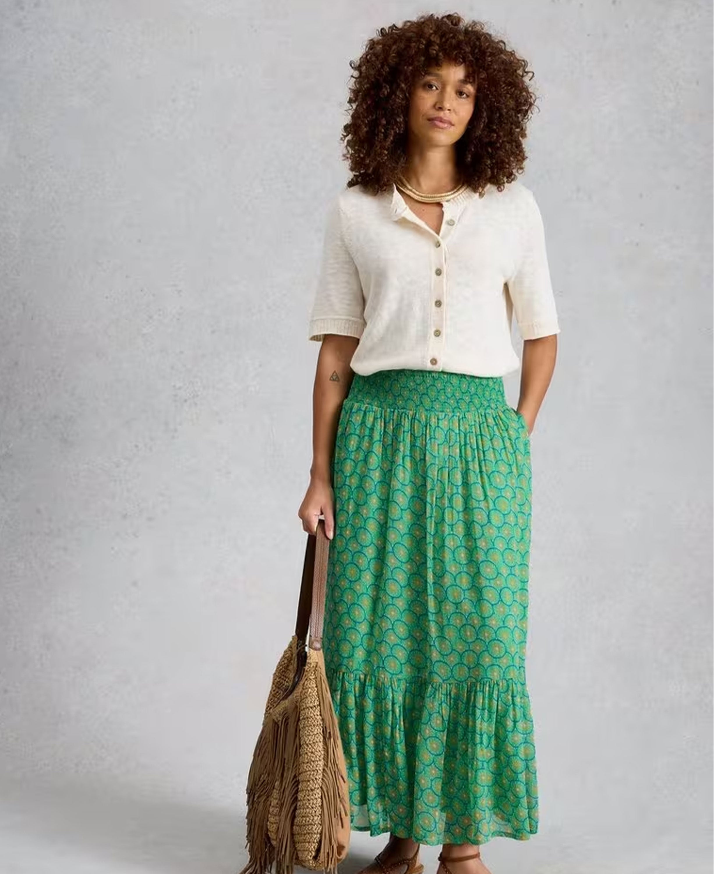 Yuri Maxi Skirt - Green Print