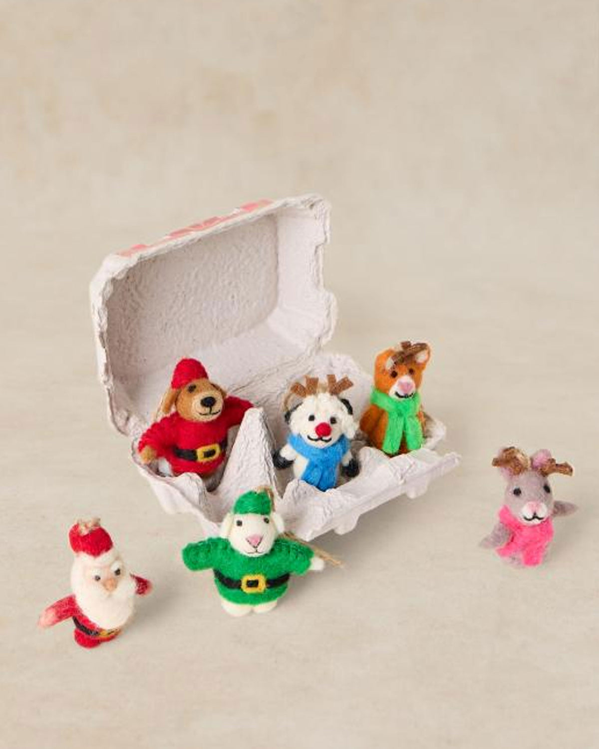 Santa And Friends Egg Box - Red Multi