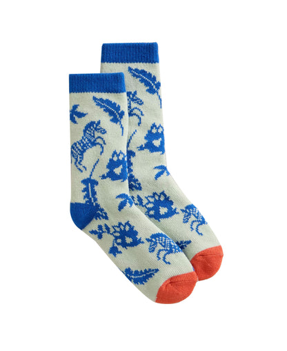 Zebra Cabin Sock - Light Green