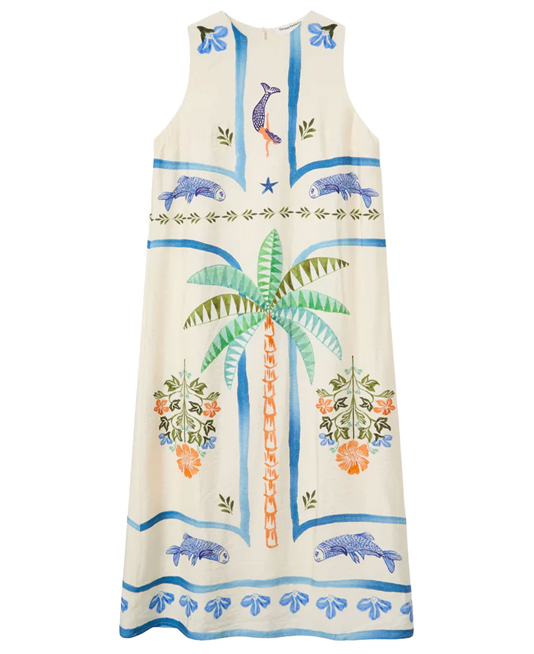 Palm And Mermaid Long Dress - Conversational