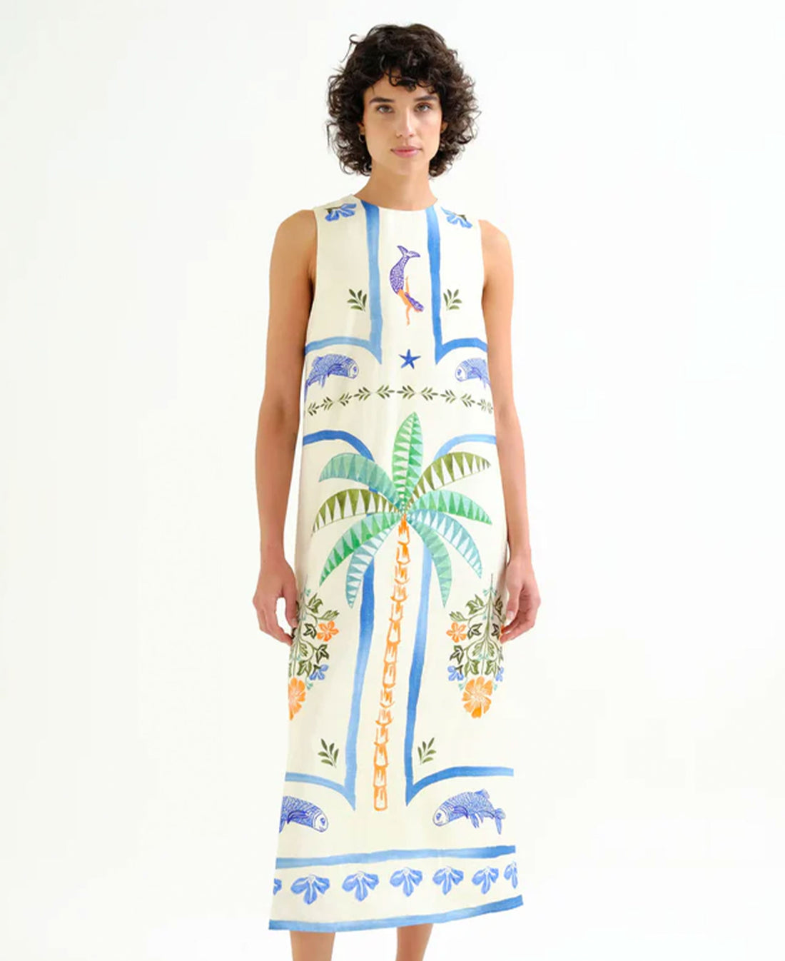 Palm And Mermaid Long Dress - Conversational