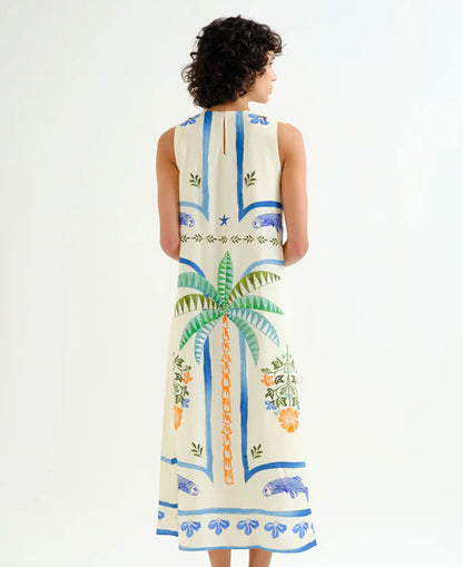 Palm And Mermaid Long Dress - Conversational
