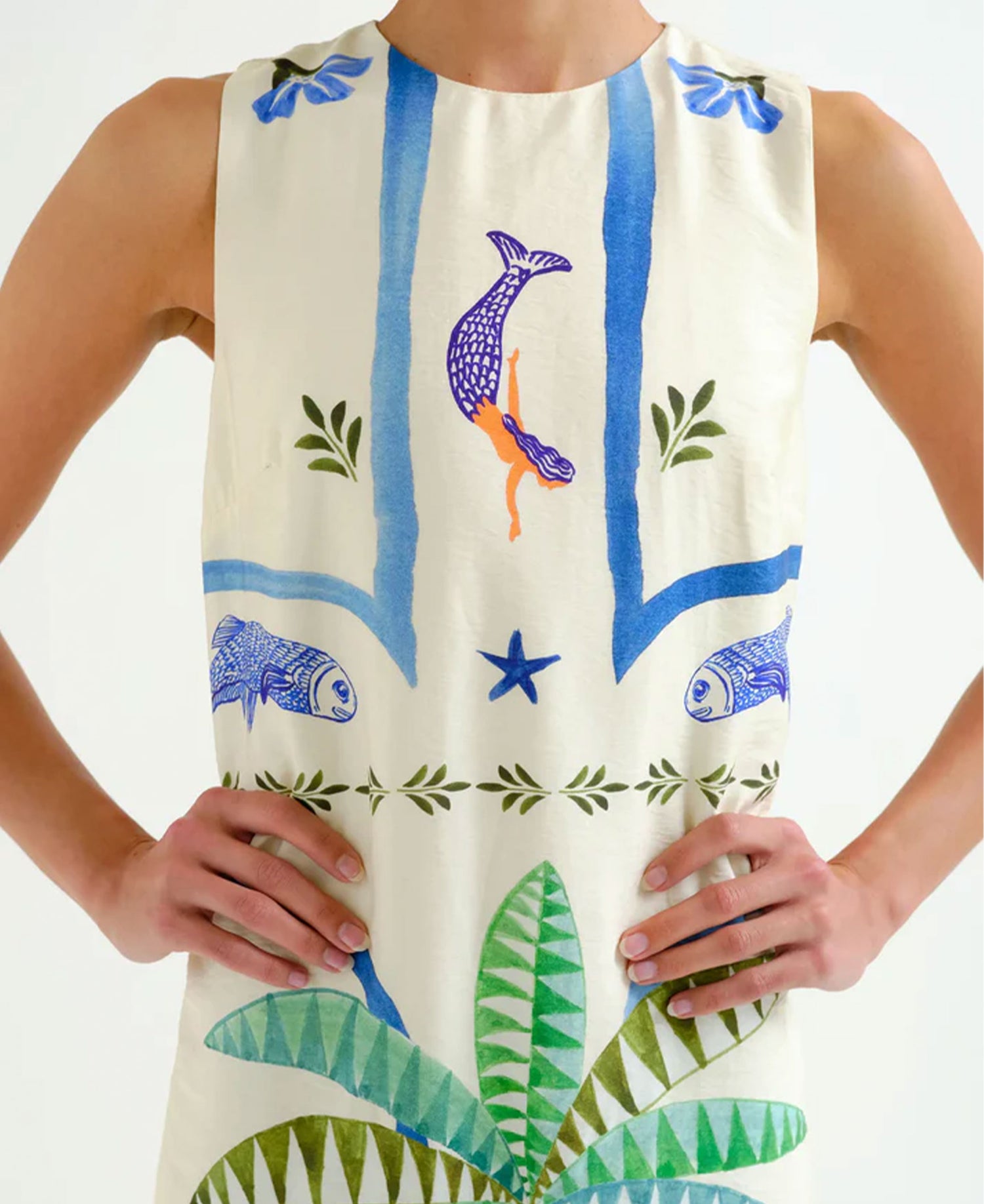 Palm And Mermaid Long Dress - Conversational