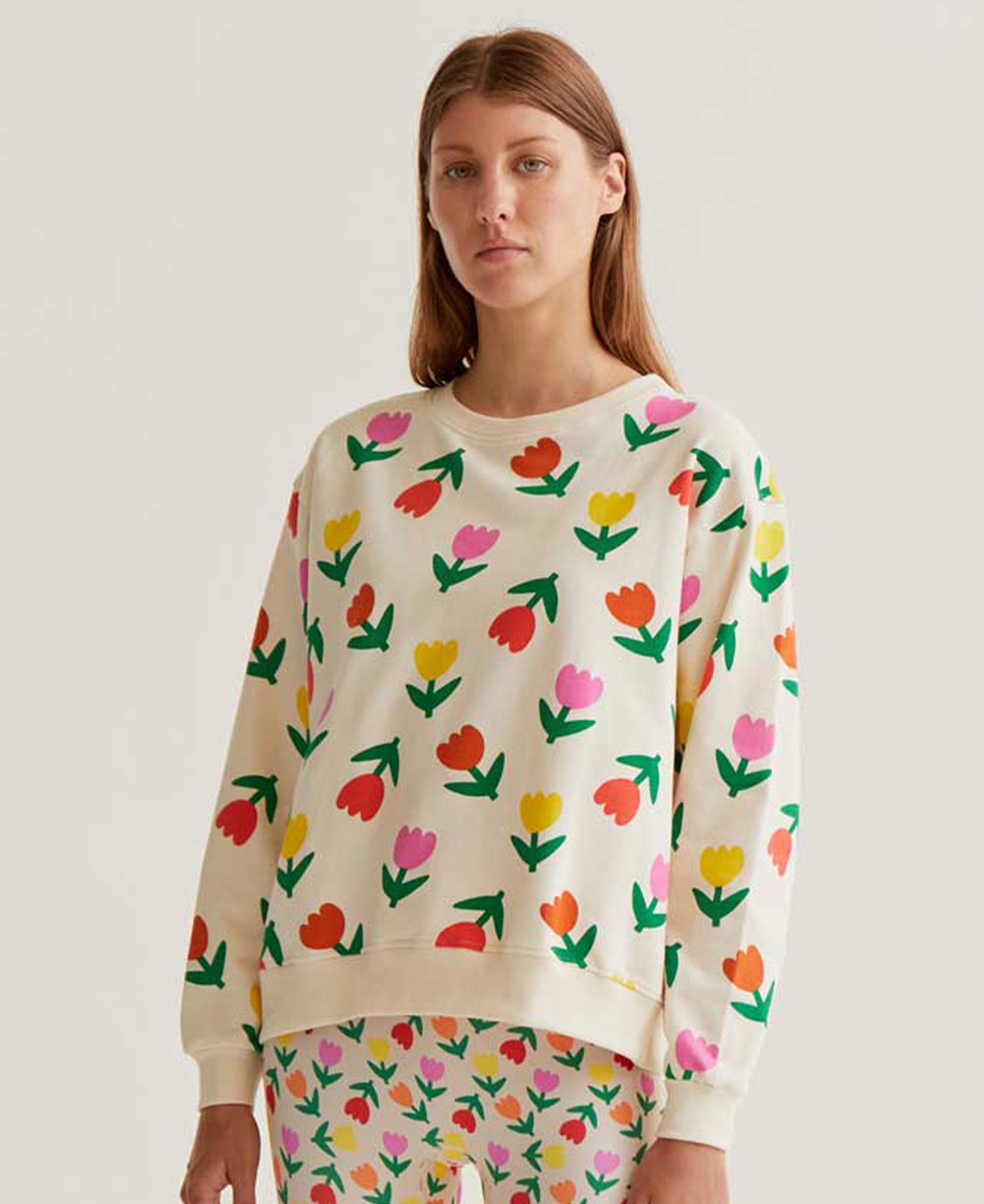 Tulips Cotton Sweatshirt - Flowers