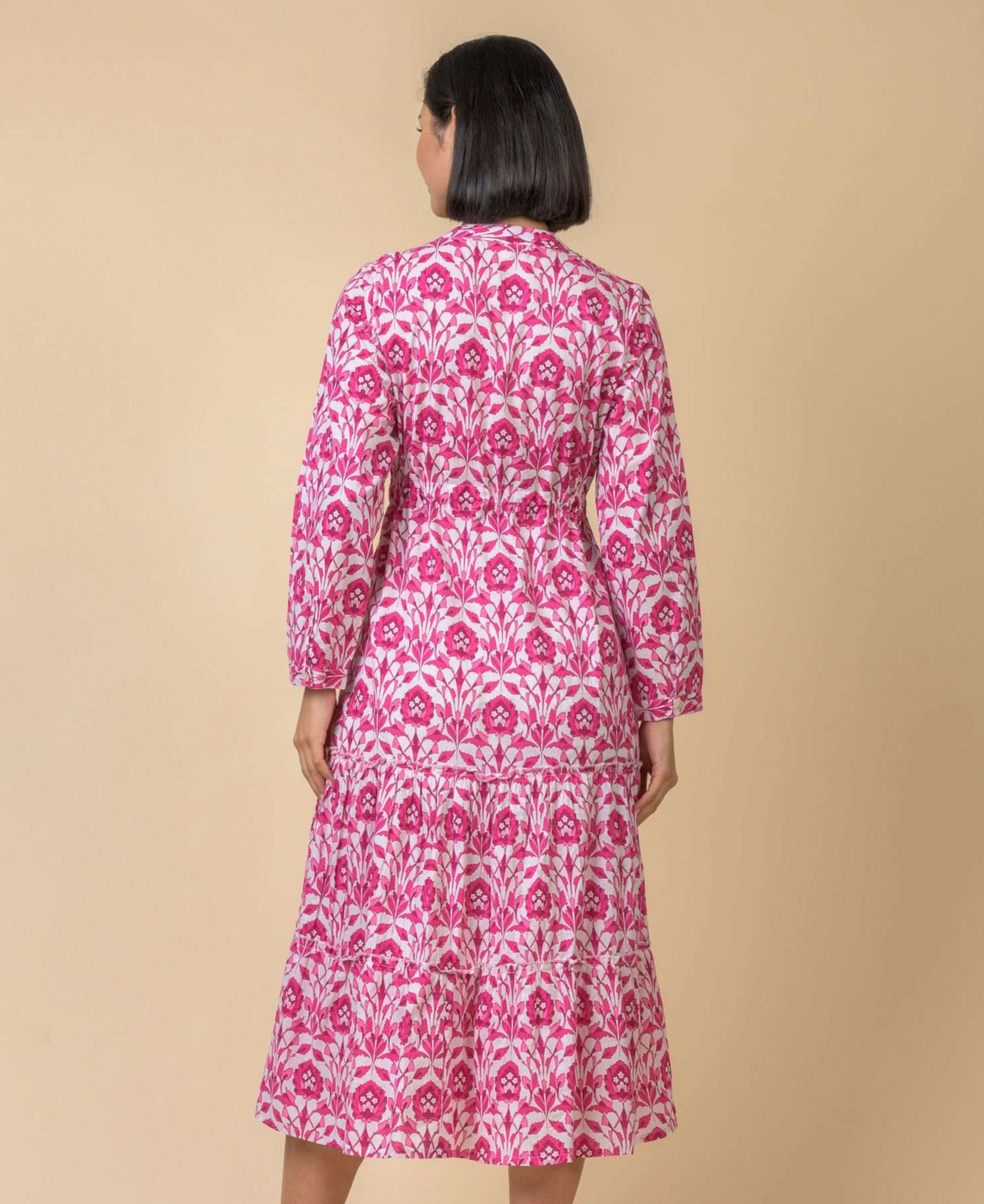 Corfu Long Sleeve Cotton Dress - Tasmin Pink