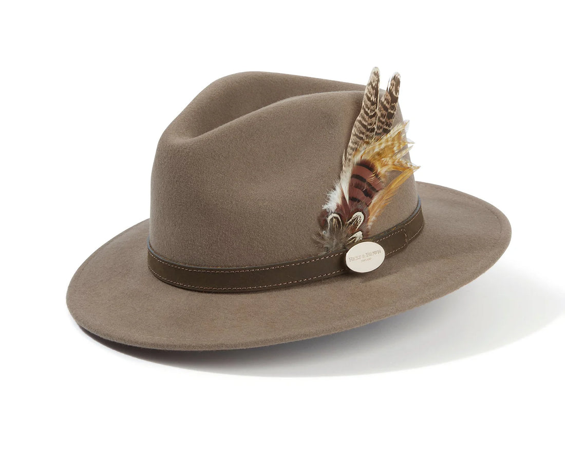 The Suffolk Fedora - Taupe Bronze Feather