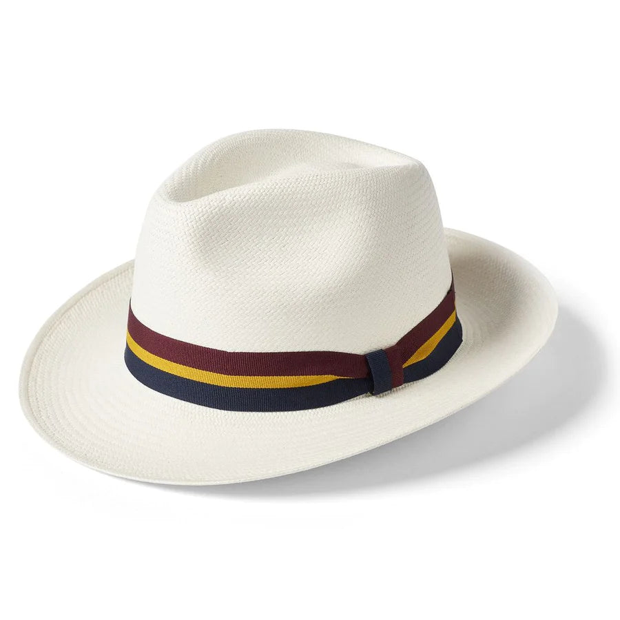Regimental Panama Fedora Hat - Bleach