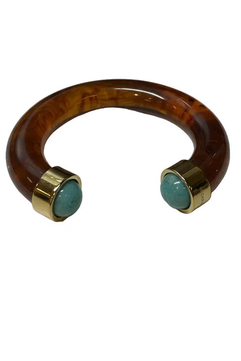 Tortoise Shell Resin Bracelet - Amazonite