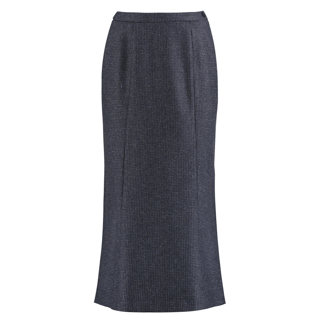 Long Tweed Panel Skirt - Navy Puppytooth