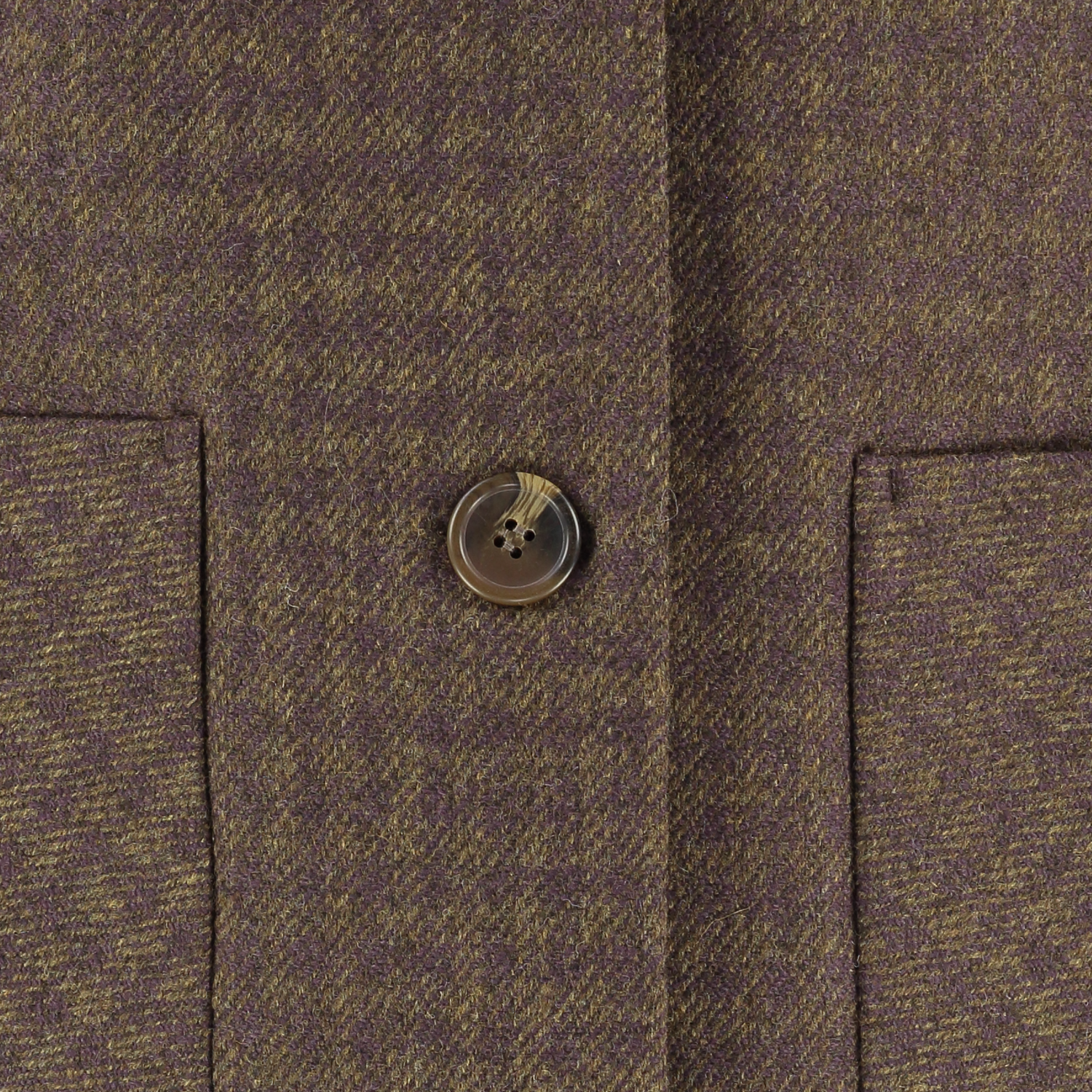 Malvern Funnel Neck Tweed Coat - Olive Dogtooth