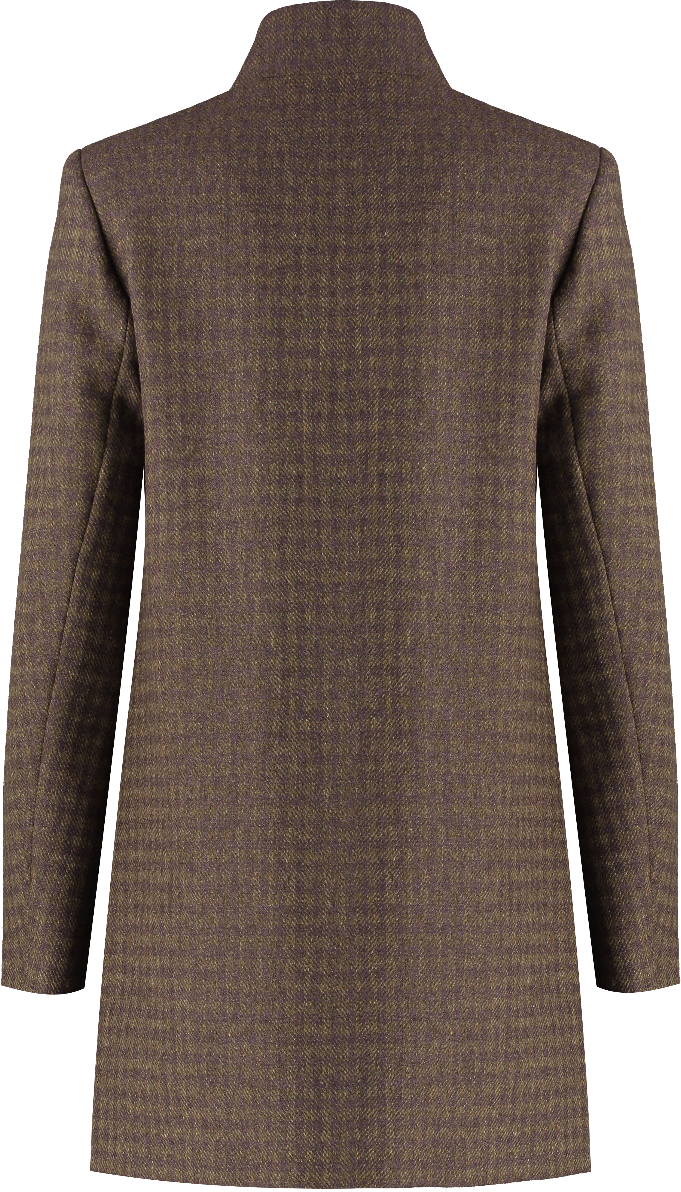 Malvern Funnel Neck Tweed Coat - Olive Dogtooth
