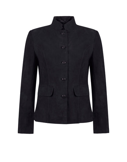 Emily Suede Mandarin Jacket for Ladies - Navy