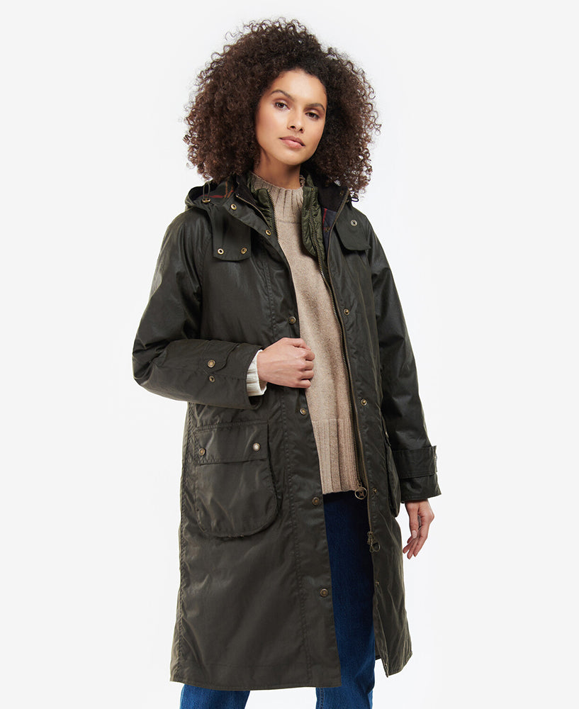 Long Cannich Wax Jacket - Olive/Classic