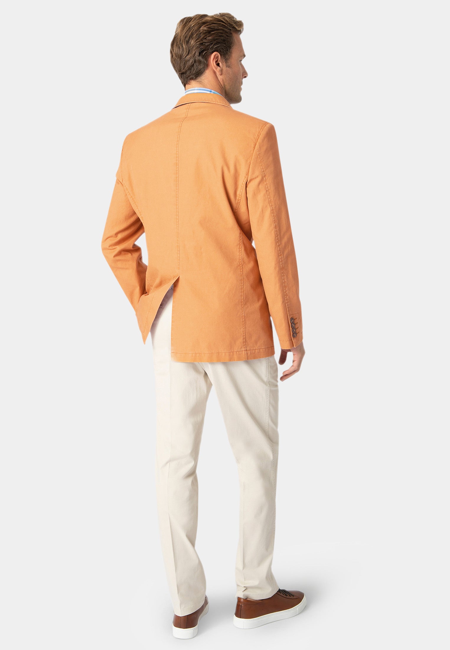 Tatton Washed Cotton Linen Jacket Apricot