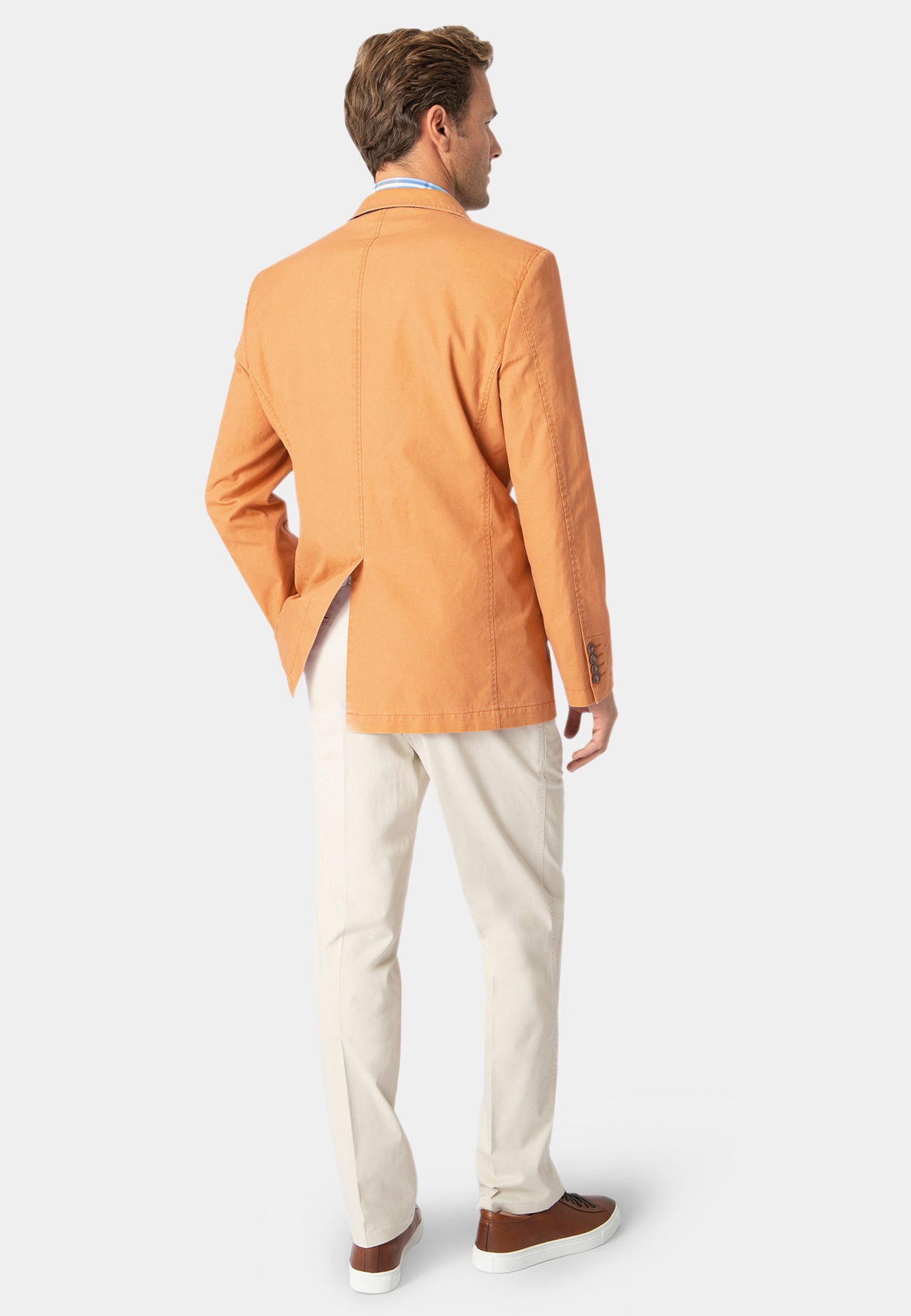 Tatton Washed Cotton Linen Jacket - Apricot