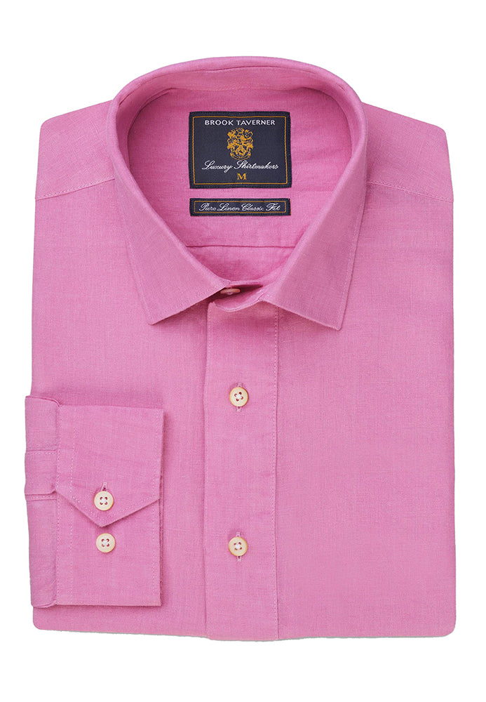 Vivid Linen Long Sleeve Popover Shirt - Rose
