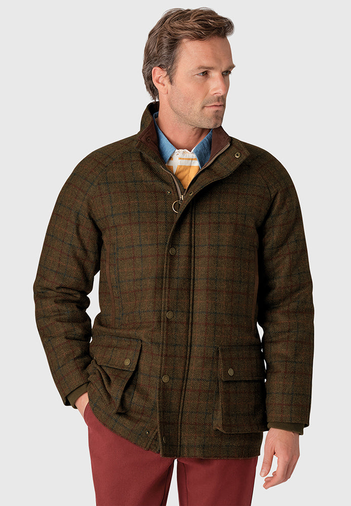 Wales Waterproof Country Coat - Olive Check