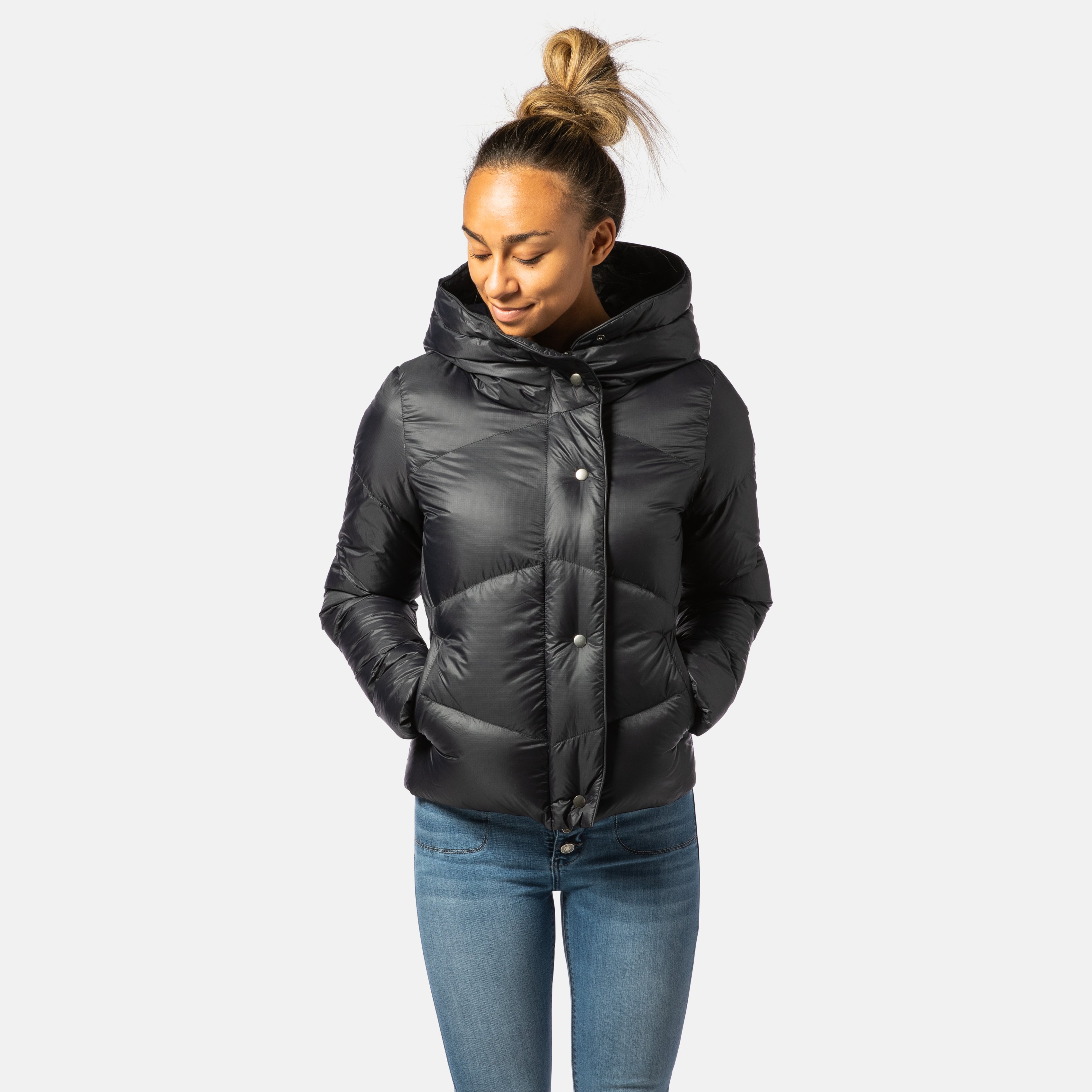 Nina Down Crop Jacket Black