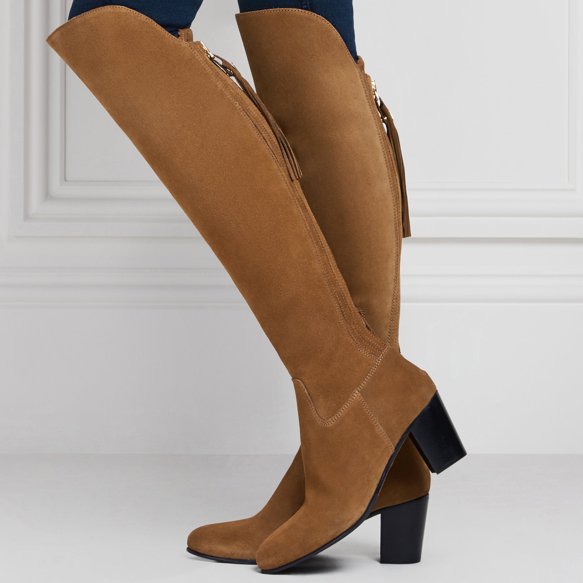 Amira suede 2025 heeled boots