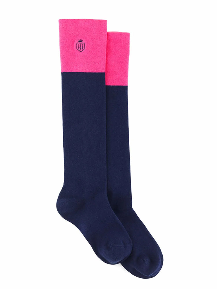 Signature Knee High Socks - Navy/Hot Pink